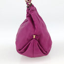 Salvatore Ferragamo Chain Hand Bag Leather Purple Gold Auth ka3431A-3
