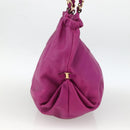 Salvatore Ferragamo Chain Hand Bag Leather Purple Gold Auth ka3431A-4