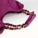 Salvatore Ferragamo Chain Hand Bag Leather Purple Gold Auth ka3431A-7