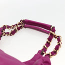 Salvatore Ferragamo Chain Hand Bag Leather Purple Gold Auth ka3431A-8