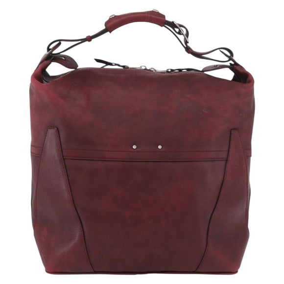 LOUIS VUITTON Cuir Bequia Grimo Boston Bag Bordeaux LV Auth ka3433