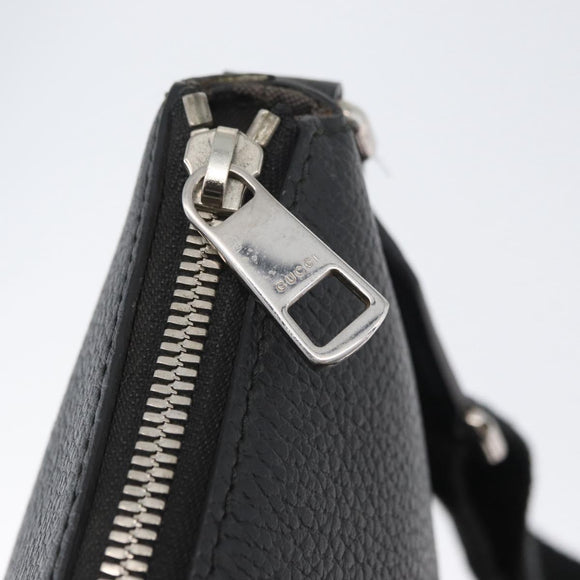 GUCCI Shoulder Bag Leather Black Silver 394915 Auth ka3437