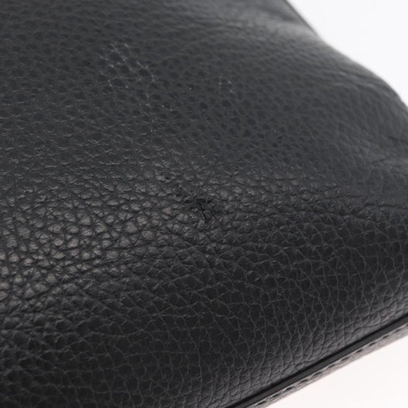 GUCCI Shoulder Bag Leather Black Silver 394915 Auth ka3437
