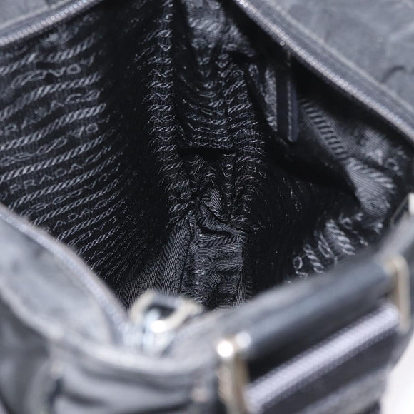 PRADA Shoulder Bag Nylon Black Silver Auth ka3438A