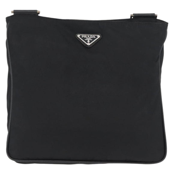PRADA Shoulder Bag Nylon Black Silver Auth ka3438A