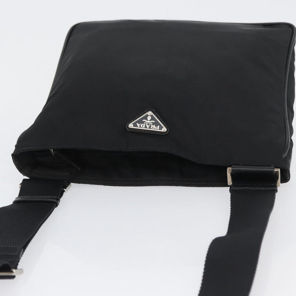 PRADA Shoulder Bag Nylon Black Silver Auth ka3438A