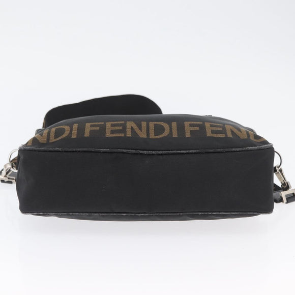 FENDI Hand Bag Nylon 2way Black Silver Auth ka3439