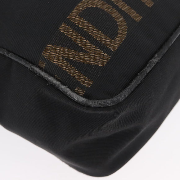 FENDI Hand Bag Nylon 2way Black Silver Auth ka3439