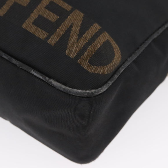 FENDI Hand Bag Nylon 2way Black Silver Auth ka3439