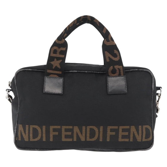 FENDI Hand Bag Nylon 2way Black Silver Auth ka3439