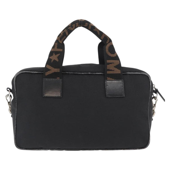 FENDI Hand Bag Nylon 2way Black Silver Auth ka3439
