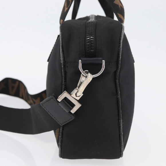 FENDI Hand Bag Nylon 2way Black Silver Auth ka3439