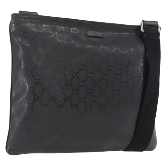 GUCCI GG Implementation Shoulder Bag PVC Black Silver 201446 Auth ka3440