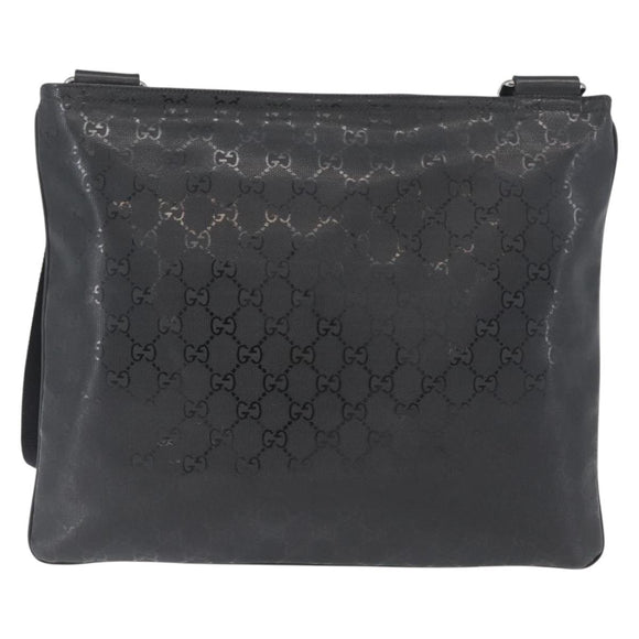 GUCCI GG Implementation Shoulder Bag PVC Black Silver 201446 Auth ka3440