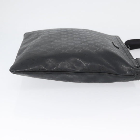 GUCCI GG Implementation Shoulder Bag PVC Black Silver 201446 Auth ka3440
