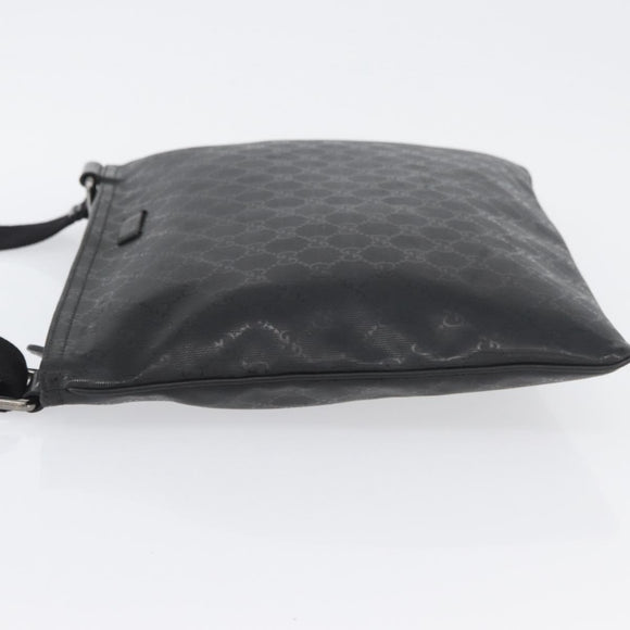 GUCCI GG Implementation Shoulder Bag PVC Black Silver 201446 Auth ka3440