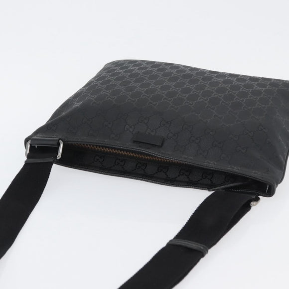 GUCCI GG Implementation Shoulder Bag PVC Black Silver 201446 Auth ka3440