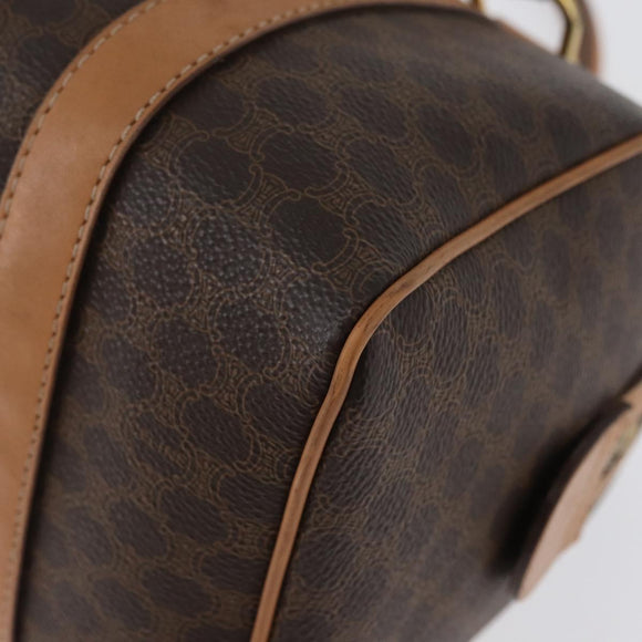 CELINE Macadam Canvas Handtas PVC Leer Bruin Goud Auth ka3443