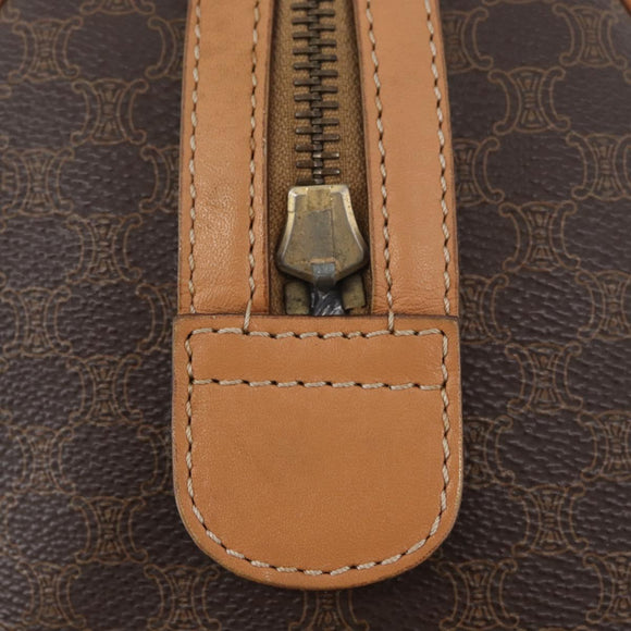 CELINE Macadam Canvas Handtas PVC Leer Bruin Goud Auth ka3443