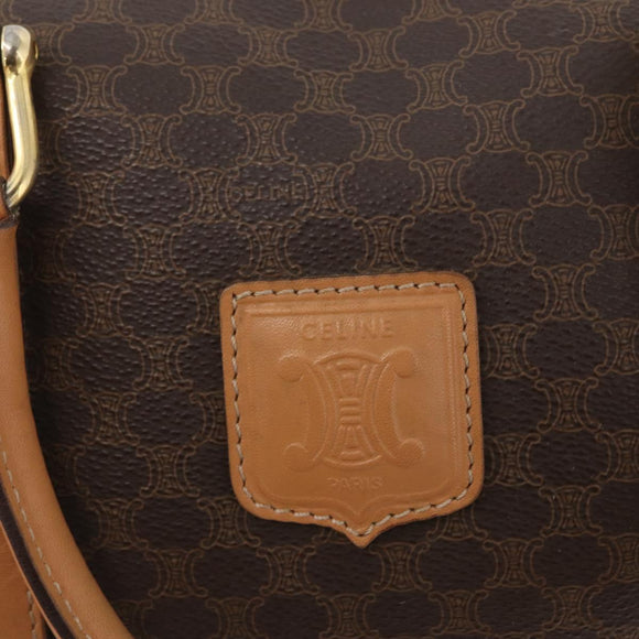 CELINE Macadam Canvas Hand Bag PVC Leather Brown Gold Auth ka3443