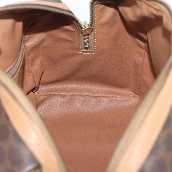 CELINE Macadam Canvas Hand Bag PVC Leather Brown Gold Auth ka3443