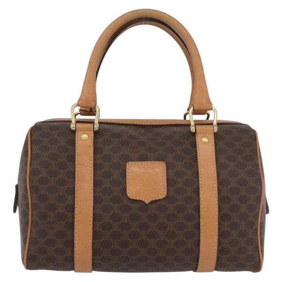 CELINE Macadam Canvas Hand Bag PVC Leather Brown Gold Auth ka3443