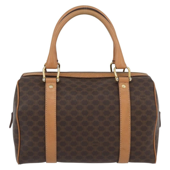 CELINE Macadam Canvas Hand Bag PVC Leather Brown Gold Auth ka3443