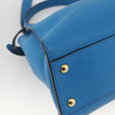 FENDI Peek A Boo Hand Bag Leather 2way Blue Gold Auth ka3444M-16