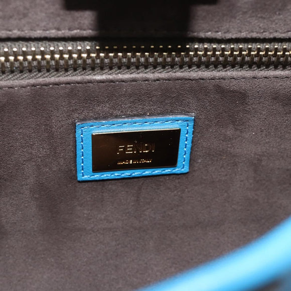 FENDI Peek A Boo Hand Bag Leather 2way Blue Gold Auth ka3444M