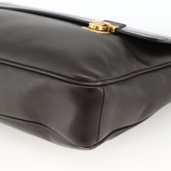 Salvatore Ferragamo Hand Bag Leather Brown Gold Auth ka3448