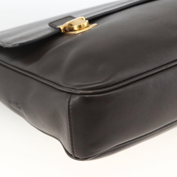 Salvatore Ferragamo Hand Bag Leather Brown Gold Auth ka3448