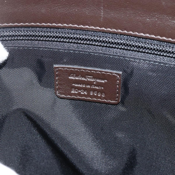 Salvatore Ferragamo Hand Bag Leather Brown Gold Auth ka3448