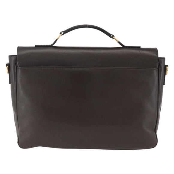 Salvatore Ferragamo Hand Bag Leather Brown Gold Auth ka3448