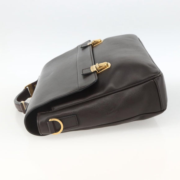 Salvatore Ferragamo Hand Bag Leather Brown Gold Auth ka3448