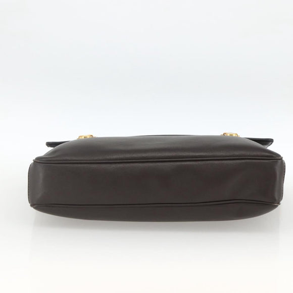 Salvatore Ferragamo Hand Bag Leather Brown Gold Auth ka3448