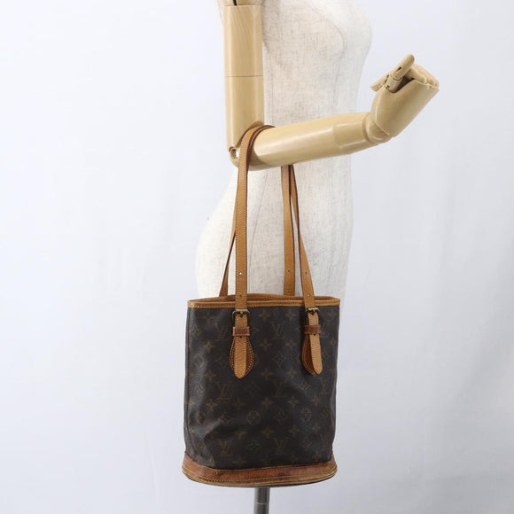 LOUIS VUITTON Monogram Bucket PM Shoulder Bag M42238 LV Auth ka345