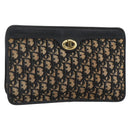 Christian Dior Trotter Canvas Clutch Bag Navy Gold Auth ka3452-1