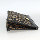 Christian Dior Trotter Canvas Clutch Bag Navy Gold Auth ka3452-4