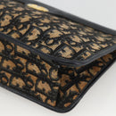 Christian Dior Trotter Canvas Clutch Bag Navy Gold Auth ka3452-7