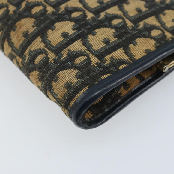 Christian Dior Trotter Canvas Clutch Bag Navy Gold Auth ka3453