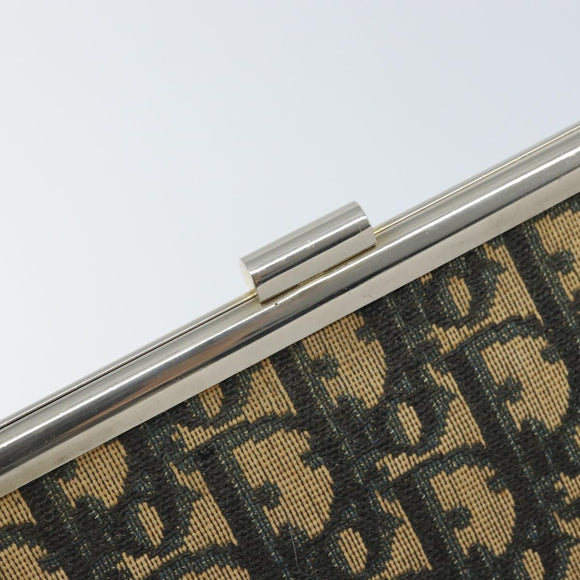 Christian Dior Trotter Canvas Clutch Bag Navy Gold Auth ka3453