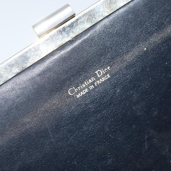 Christian Dior Trotter Canvas Clutch Bag Navy Gold Auth ka3453
