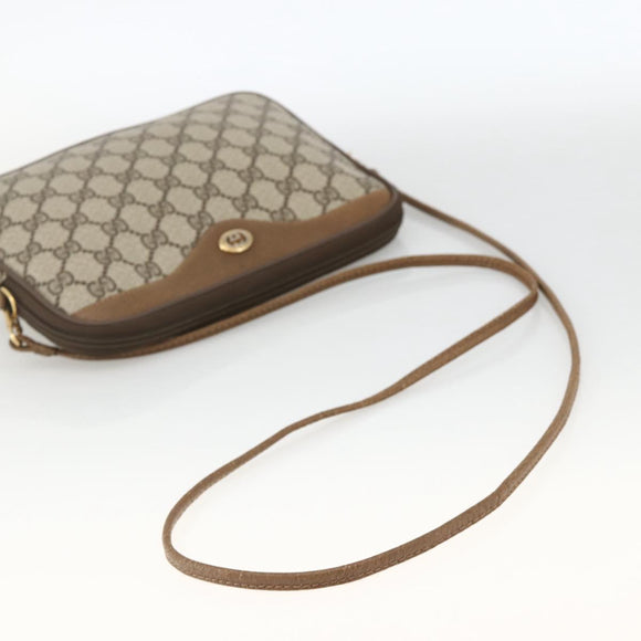 GUCCI GG Supreme Shoulder Bag PVC Beige Gold 116 02 068 Auth ka3454