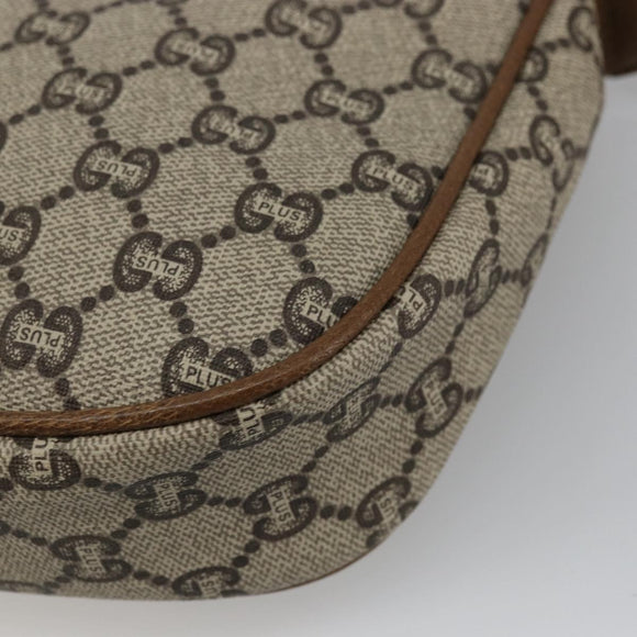 GUCCI GG Plus Supreme Shoulder Bag PVC Beige Gold Auth ka3460