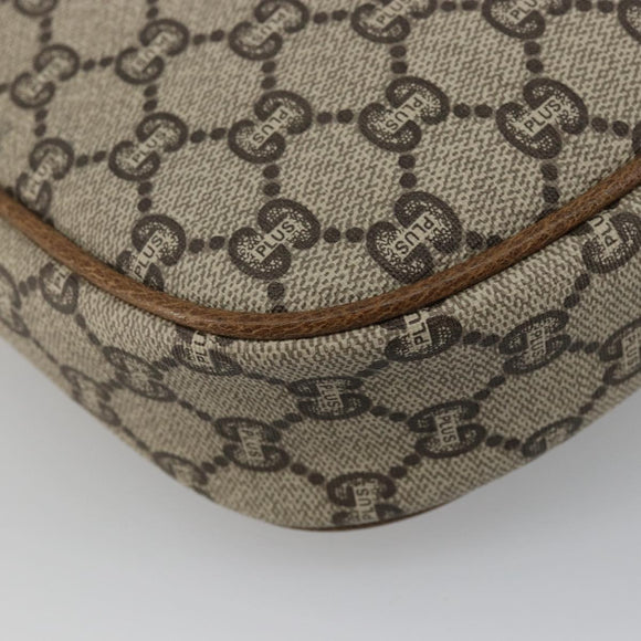 GUCCI GG Plus Supreme Shoulder Bag PVC Beige Gold Auth ka3460