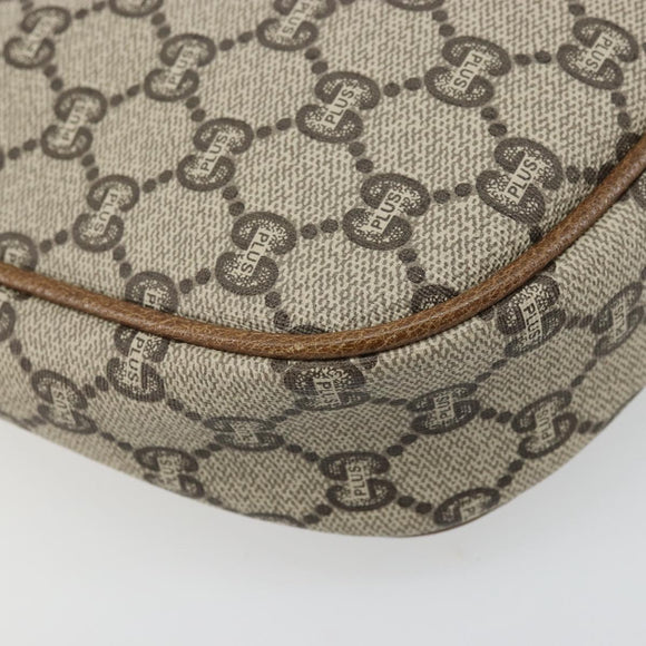 GUCCI GG Plus Supreme Shoulder Bag PVC Beige Gold Auth ka3460