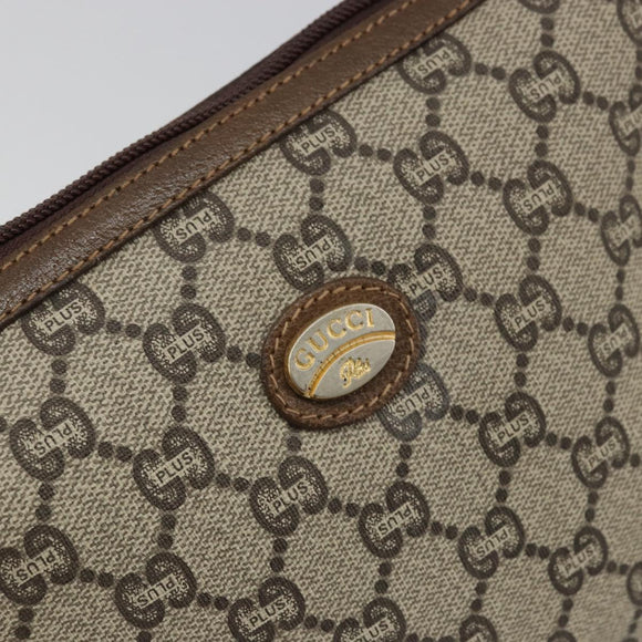 GUCCI GG Plus Supreme Shoulder Bag PVC Beige Gold Auth ka3460