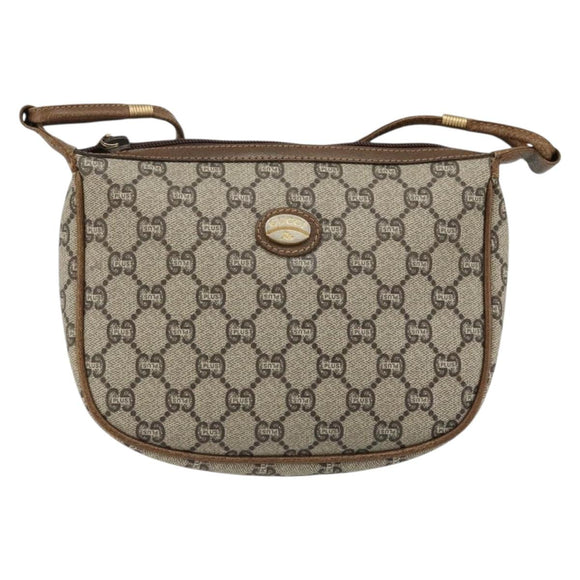 GUCCI GG Plus Supreme Shoulder Bag PVC Beige Gold Auth ka3460