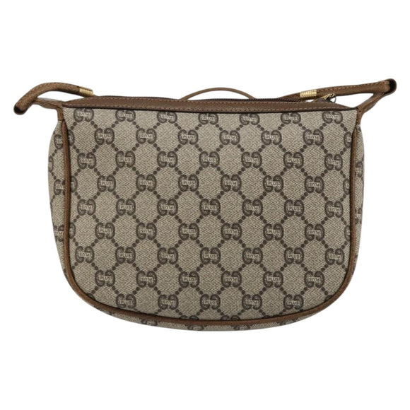 GUCCI GG Plus Supreme Shoulder Bag PVC Beige Gold Auth ka3460