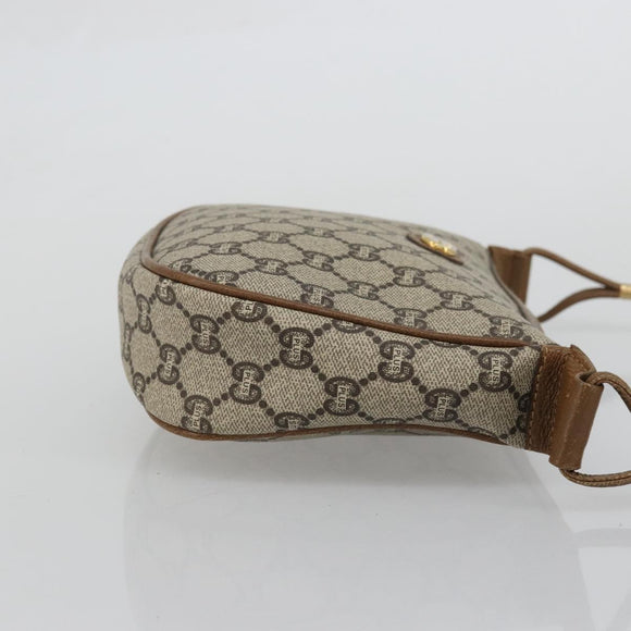GUCCI GG Plus Supreme Shoulder Bag PVC Beige Gold Auth ka3460